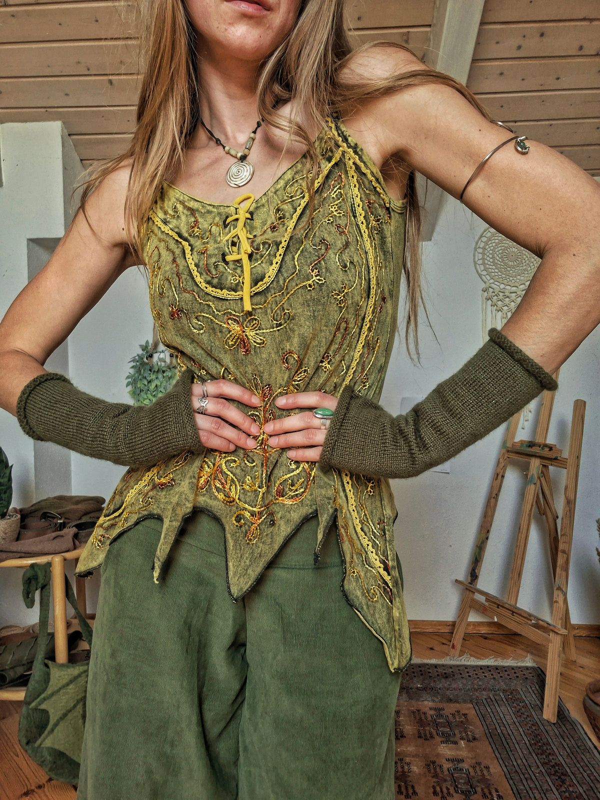 Woodland Elf Embroidered Corset Top