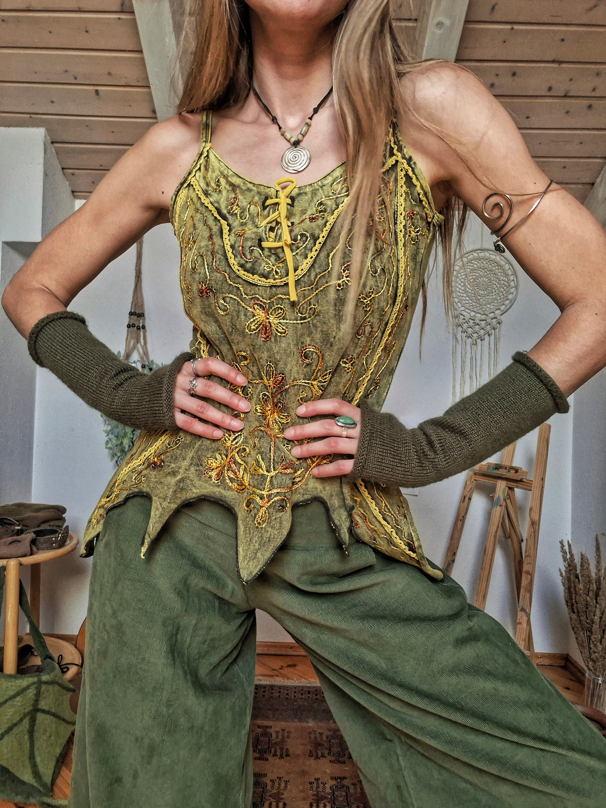 Woodland Elf Embroidered Corset Top