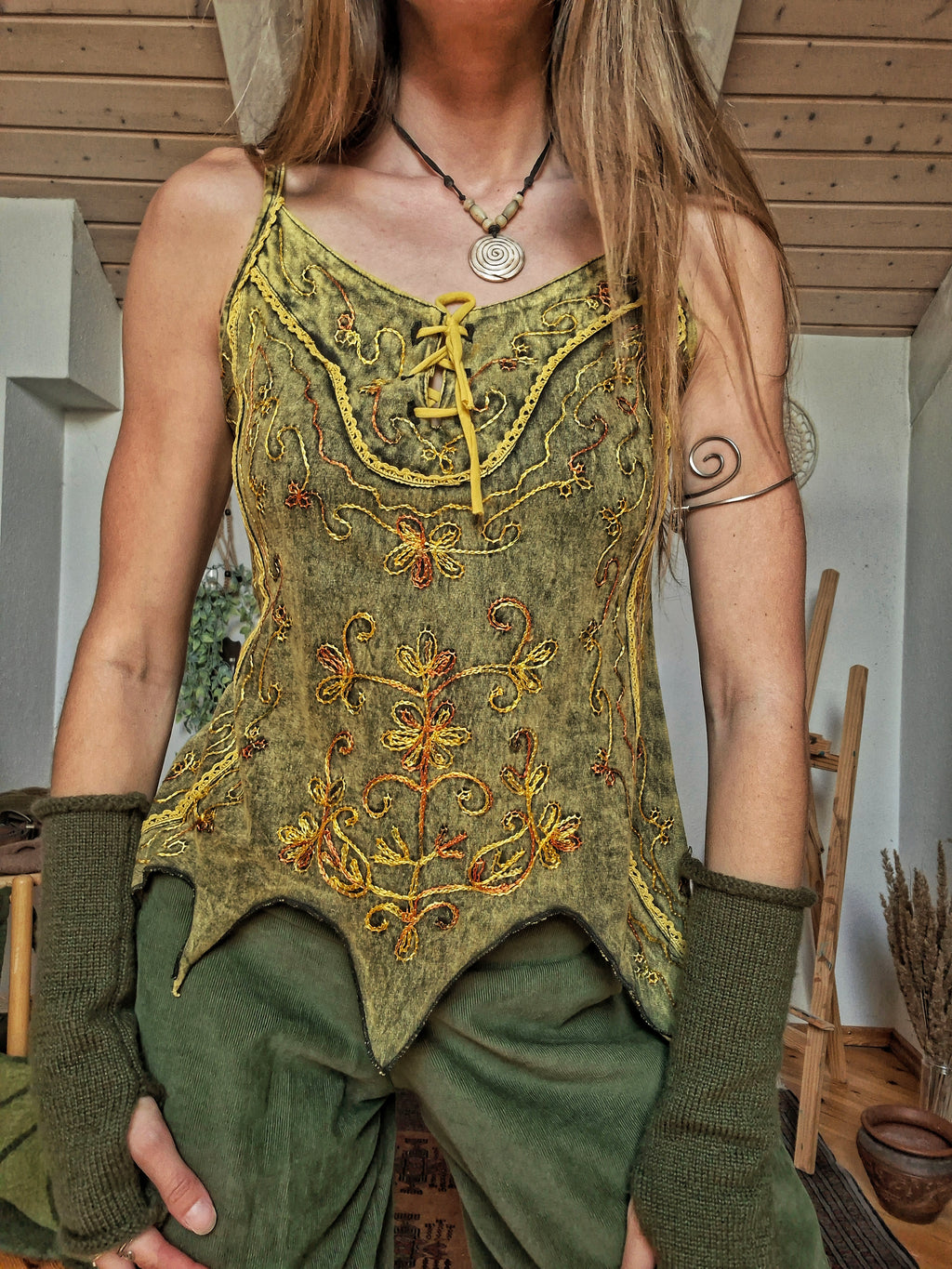 Woodland Elf Embroidered Corset Top