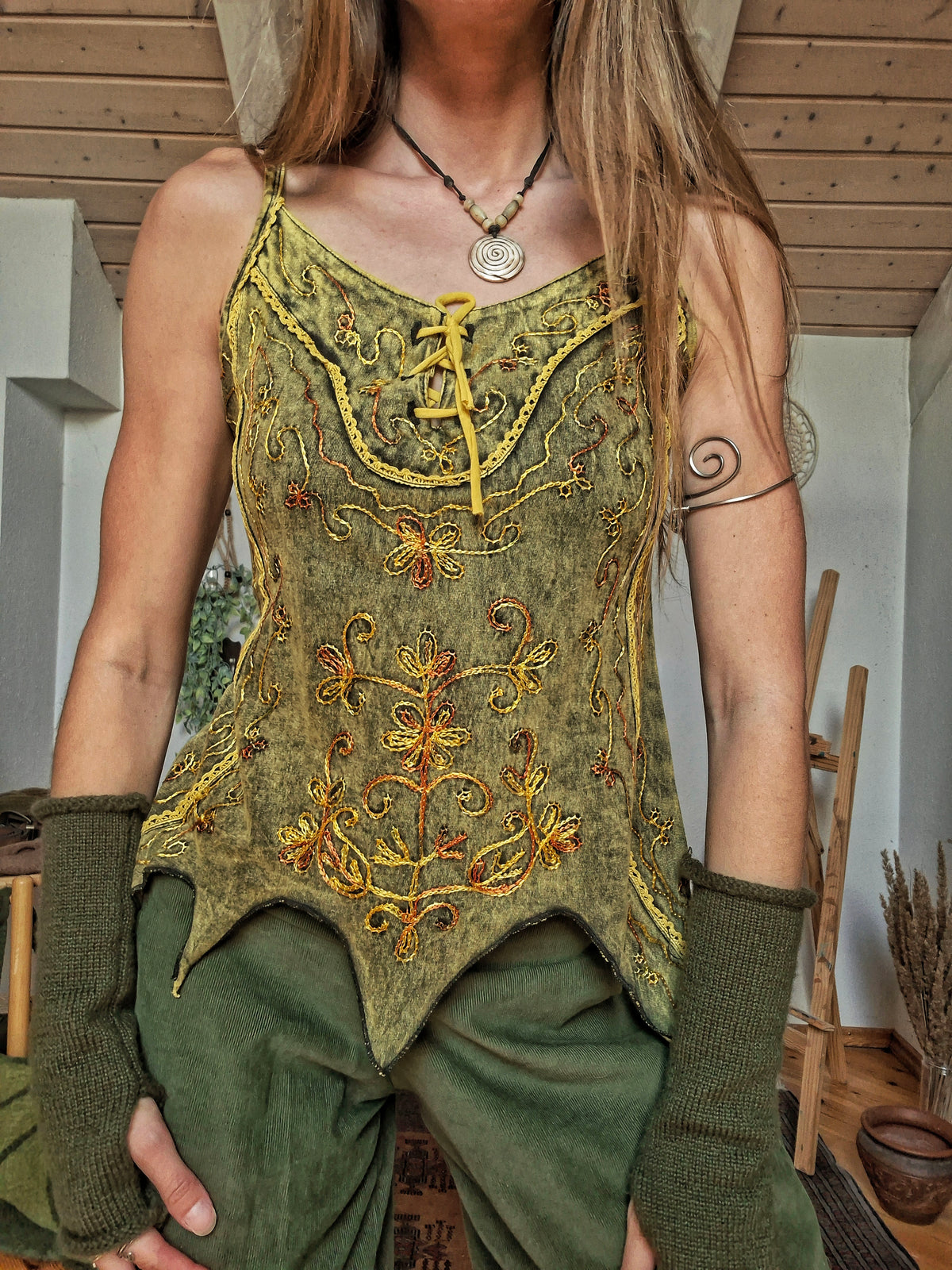 Woodland Elf Embroidered Corset Top