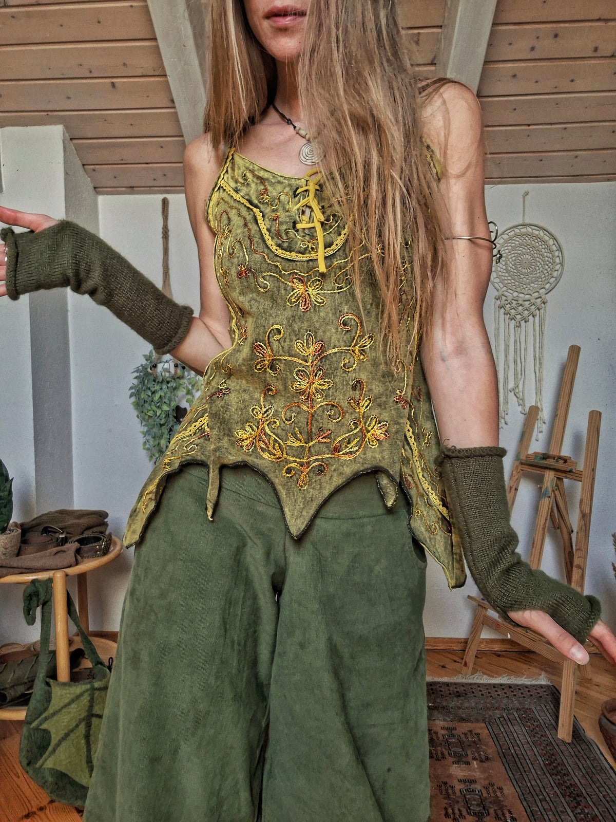 Woodland Elf Embroidered Corset Top