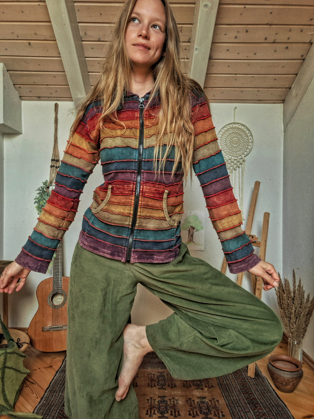 Colorful Rainbow Patchwork Hoodie
