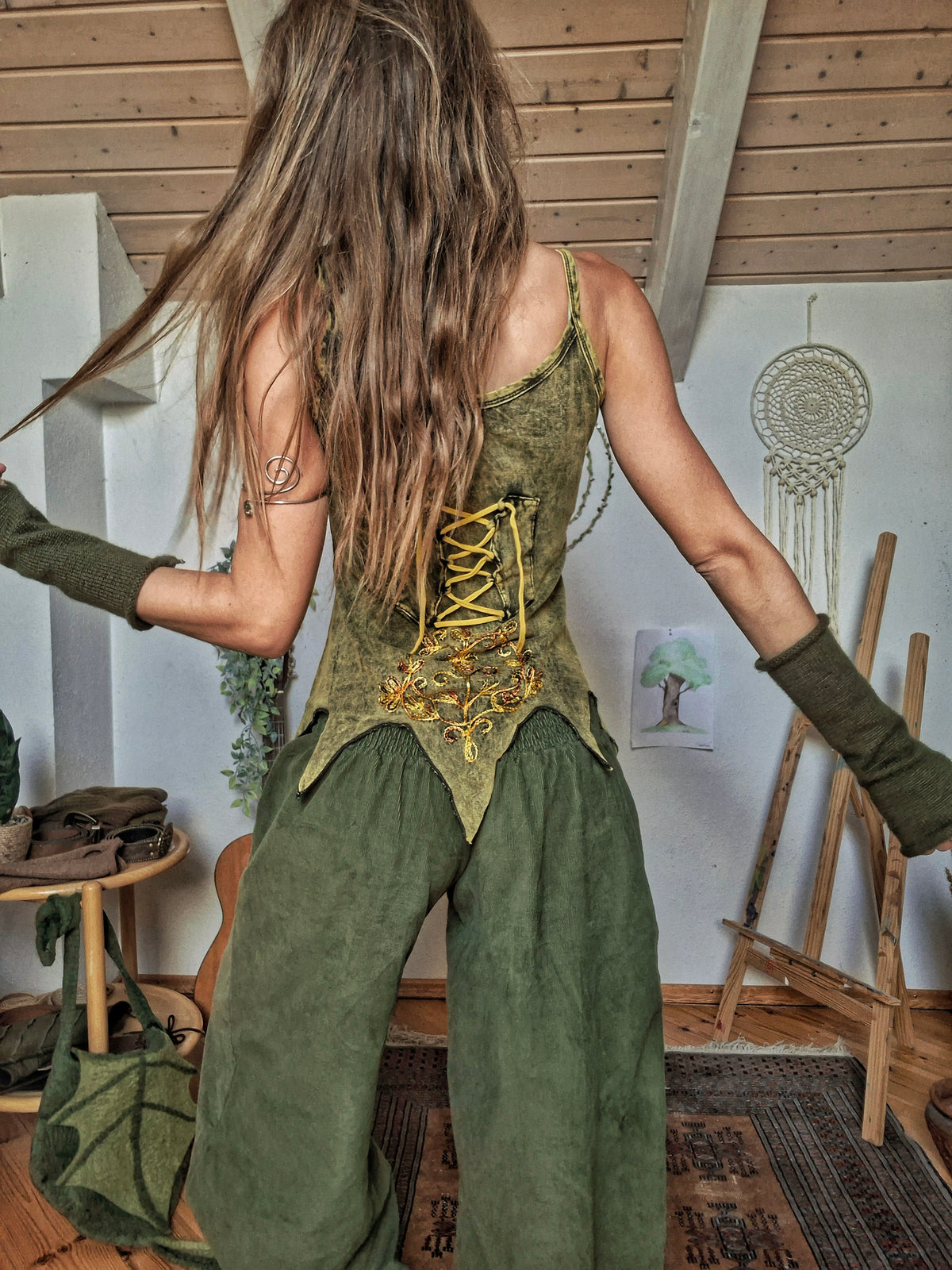 Woodland Elf Embroidered Corset Top