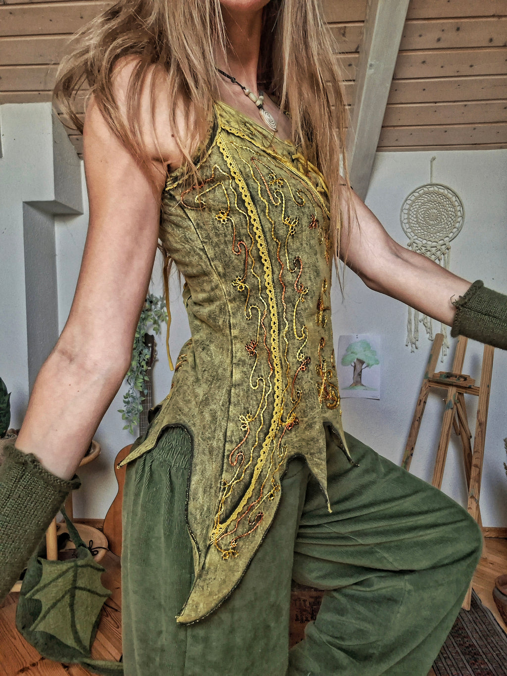 Woodland Elf Embroidered Corset Top