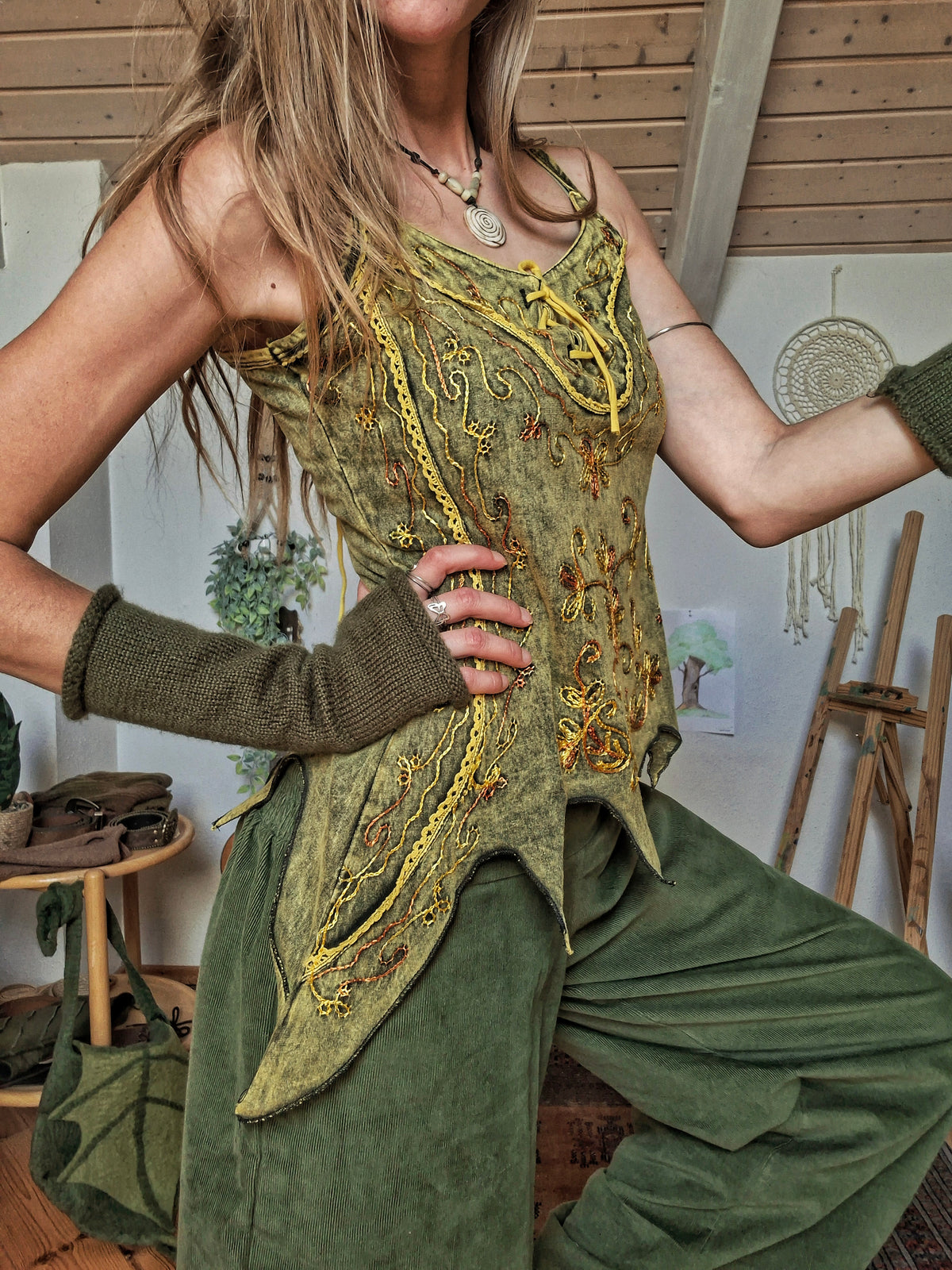 Woodland Elf Embroidered Corset Top