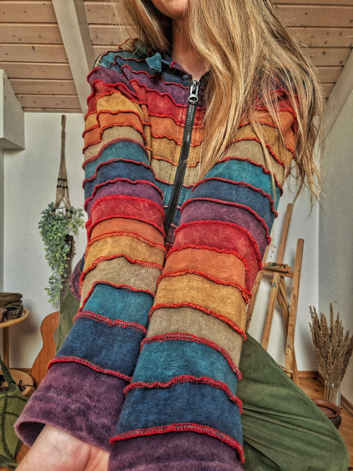 Colorful Rainbow Patchwork Hoodie